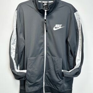 Nike Men's Gray and White Track Jacket